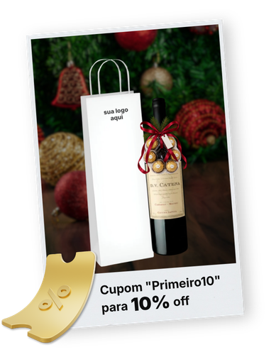 Kit vinho com sacola personalizada — cupom Primeiro10 para 10% off